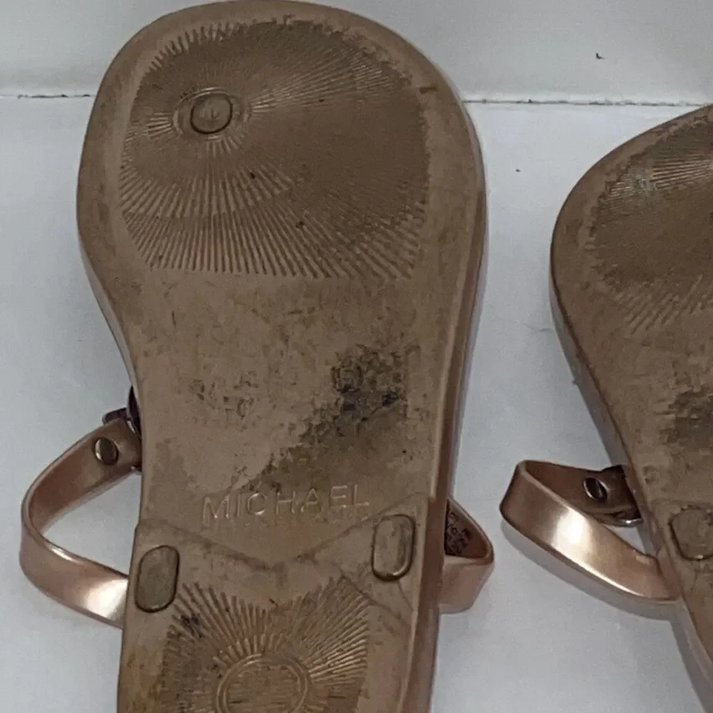 Michael Kors Women's Sable MK Charm Jelly PVC Cork Flip Flop Sandals Size 10M‎
